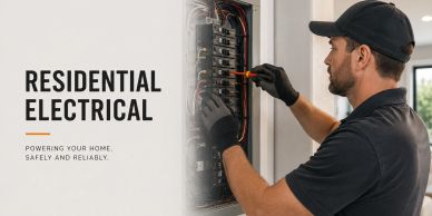 Electrician working on a residential electrical panel.