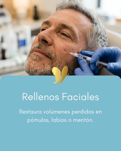 Hombre recibiendo relleno facial para restaurar volumen en el rostro.