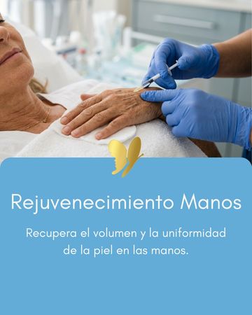 Manos de una mujer recibiendo tratamiento de rejuvenecimiento.