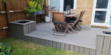 Planters combined with decking