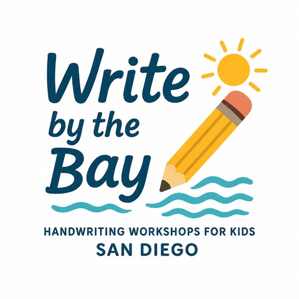 Logo for Write by the Bay handwriting workshops for kids in San Diego.