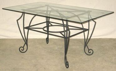Baroque style forged and fabricated steel table base