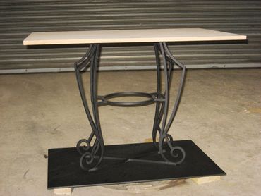 Baroque style forged and fabricated steel table base