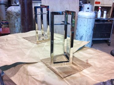 fabricated steel Nickel plated armoire legs