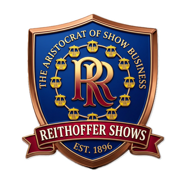 Emblem of Reithoffer Shows, established in 1896, labeled as 'The Aristocrat of Show Business'.