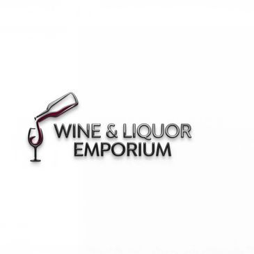 Logo for Wine &amp; Liquor Emporium featuring a bottle pouring wine into a glass.