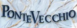 Sign reading 'Ponte Vecchio' on a textured surface.
