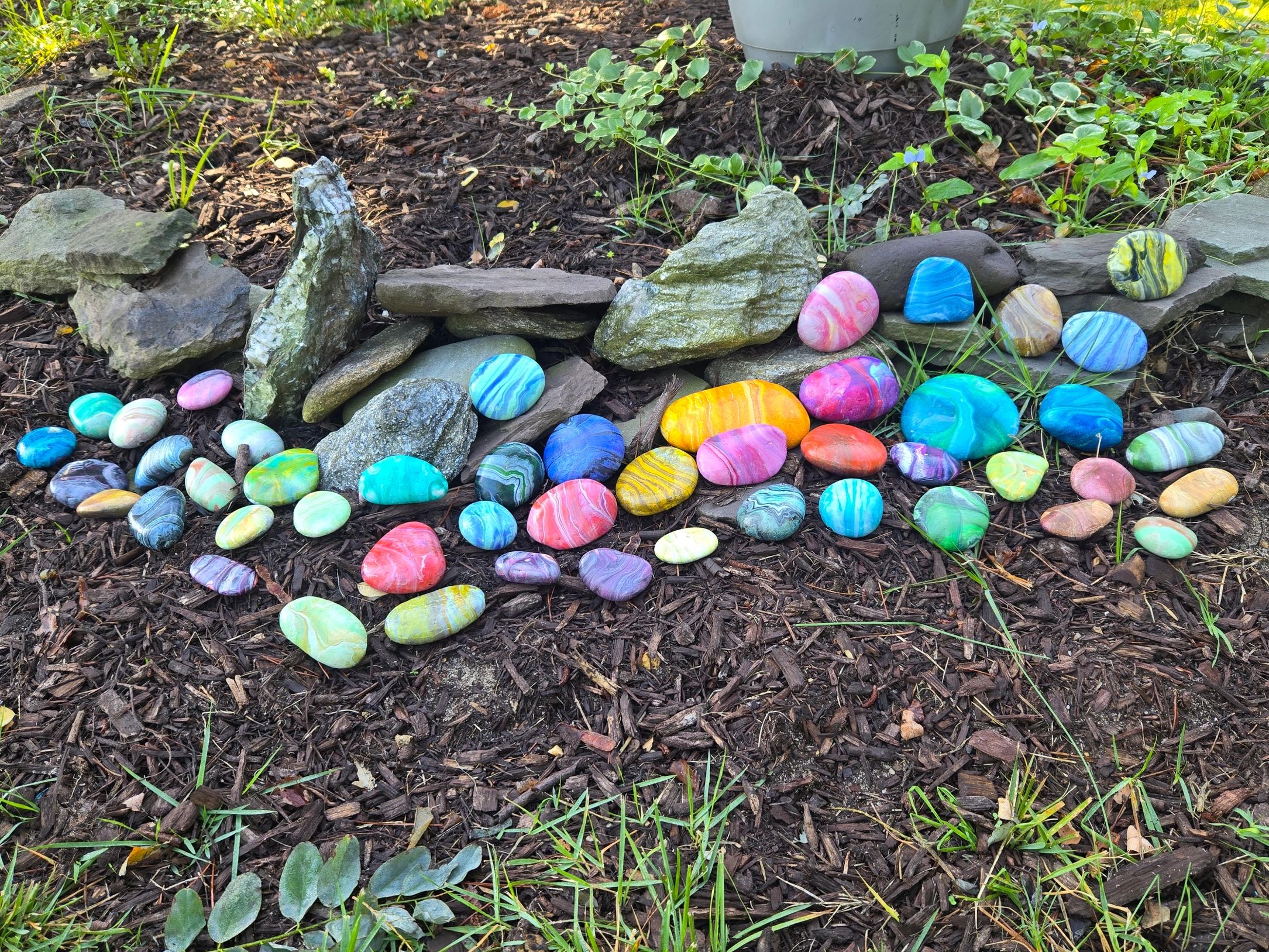 Fluid art garden stones
Garden decor
Fairy garden
Landscaping