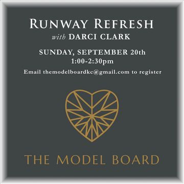 Event flyer for Runway Refresh with Darci Clark on September 20th.