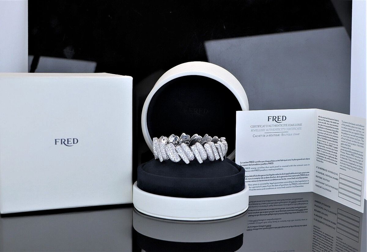 Fred of Paris Success 18K White Gold 7.96ct Pave Set Diamond Bracelet #15