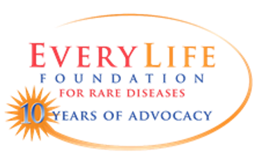 Logo of EveryLife Foundation for Rare Diseases celebrating 10 years.