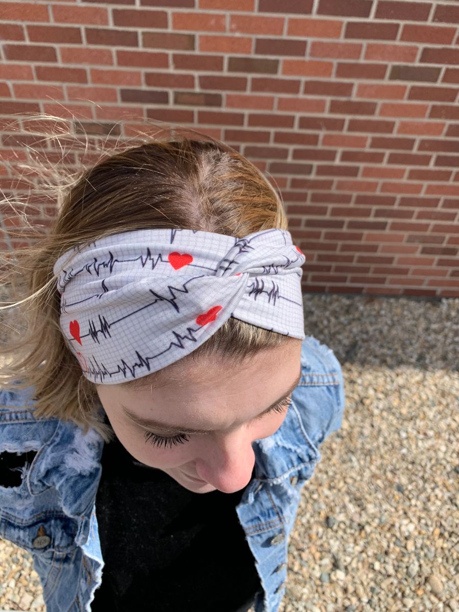 EKG Loving, Headbands with button, Knotted headbands, Yoga Headbands, Nurse  Headbands, Running Headband