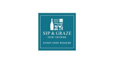 Logo for Sip & Graze event catering with a slogan.