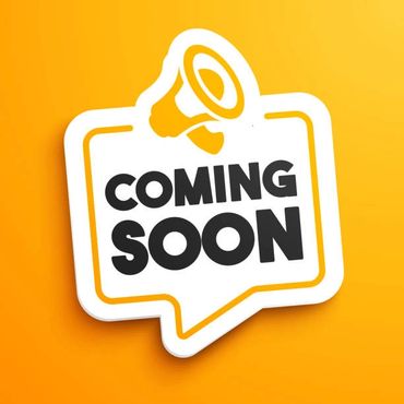 Bold "Coming Soon" text in a speech bubble on an orange background.