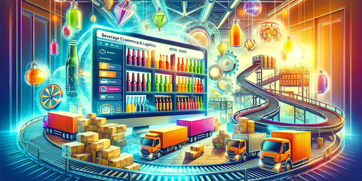 Animated scene depicting Beverage ecommerce logistics full cycle