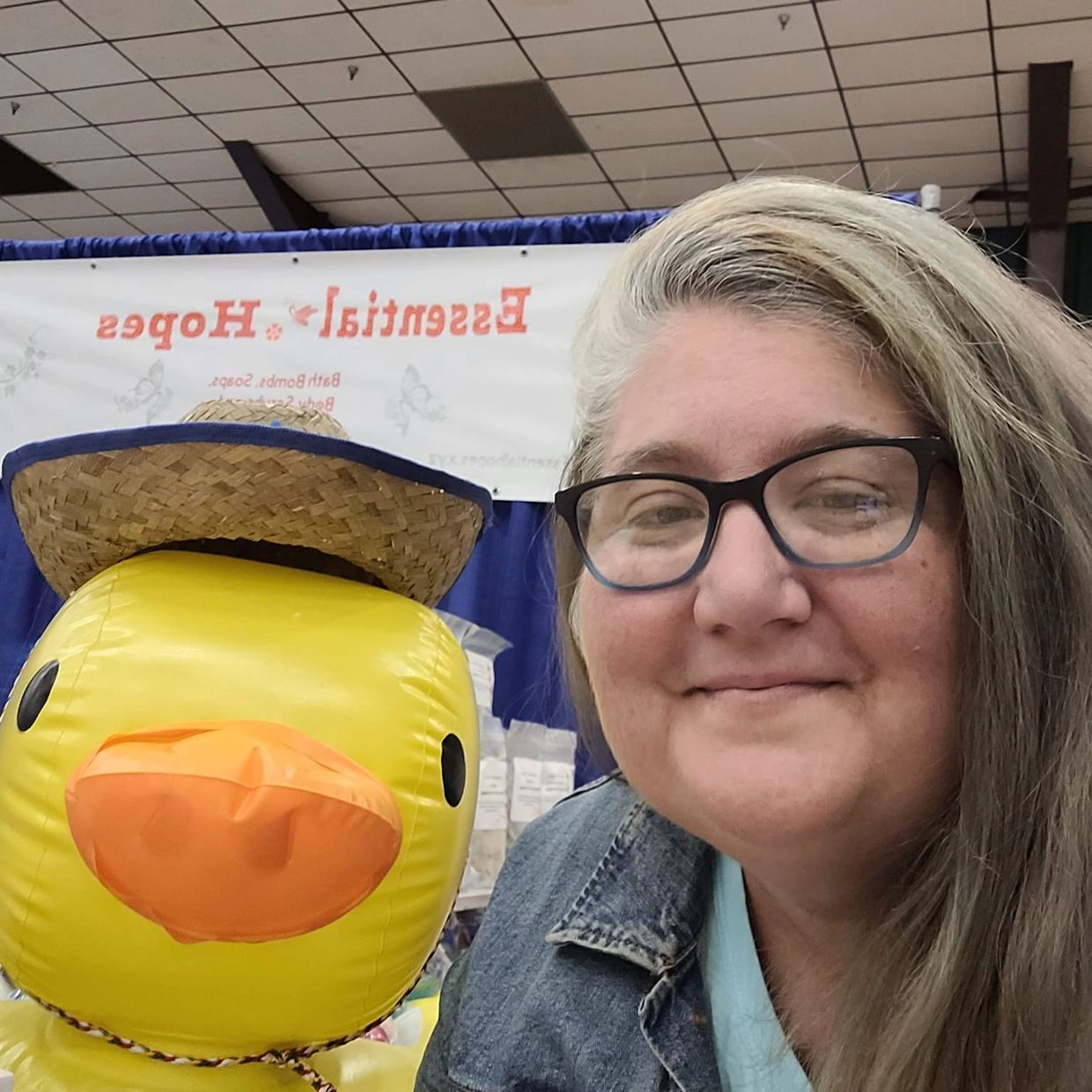 Our mascot Sir Quacks A lot with the owner Kimberly