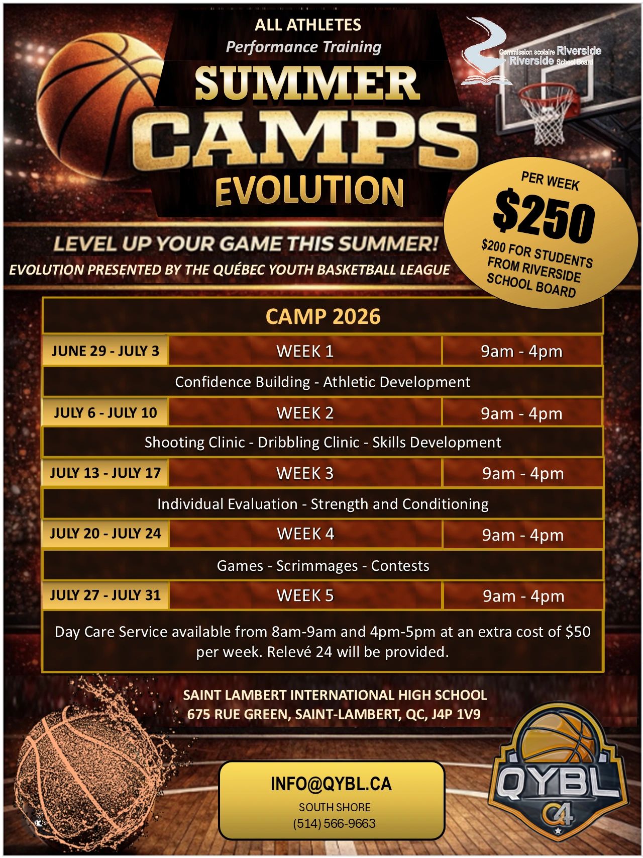 Basketball summer camps for youth with skill development and training, June to July 2026.