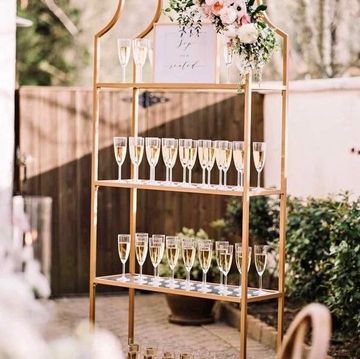 barware glassware rentals champagne glasses and gold shelf event rentals statesboro georgia