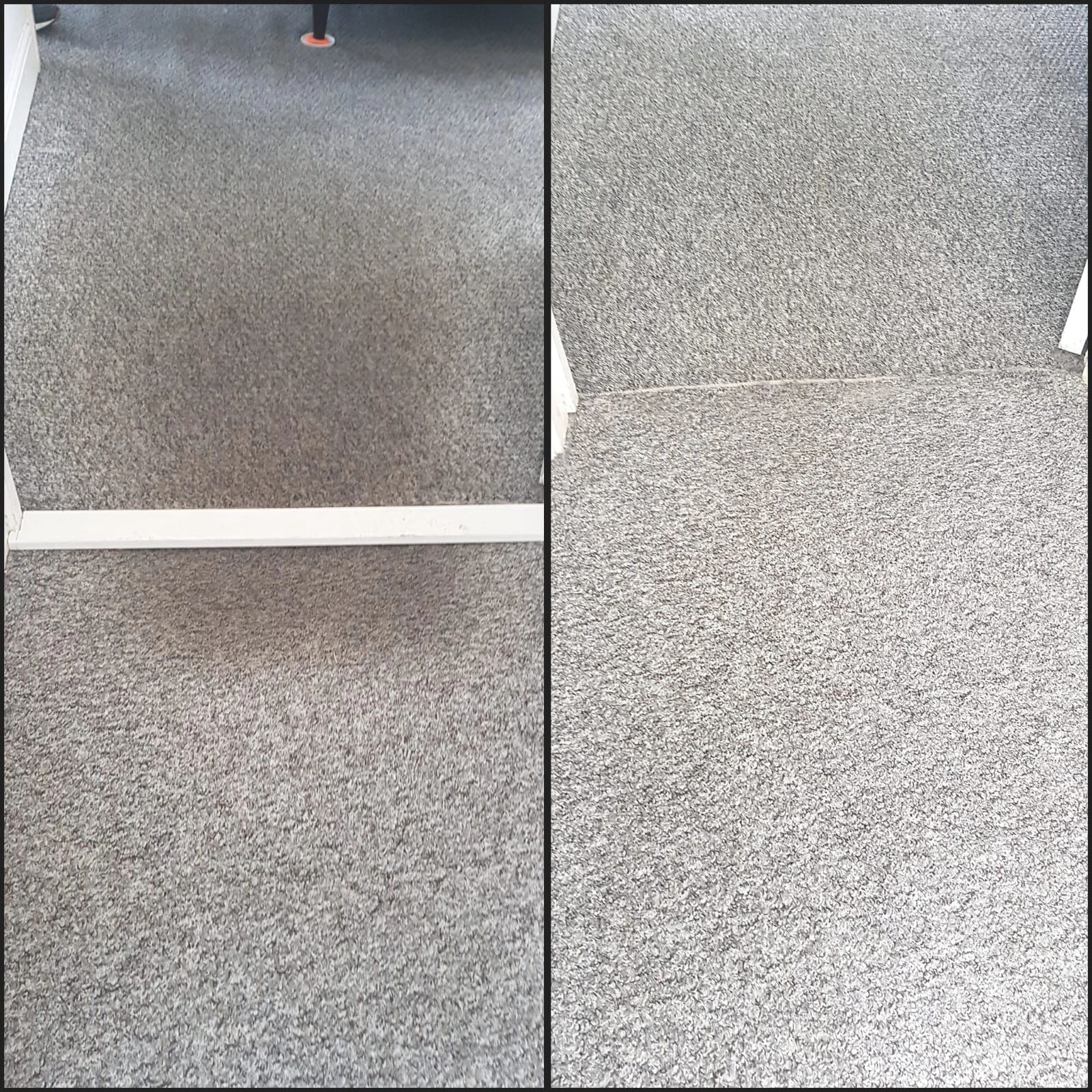 Heavily soiled  entrance from  a hallway to lounge being Professionally cleaned