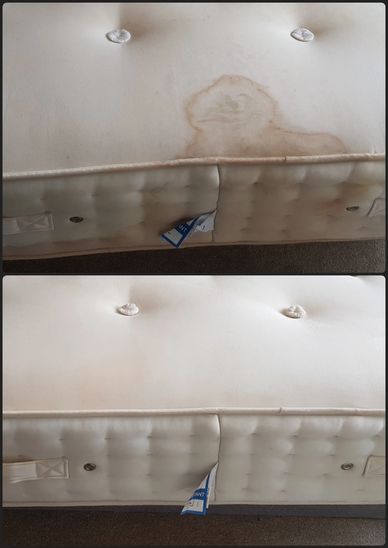 Before and after photographs of a mattress Sanitation 