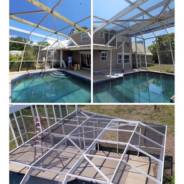 pool cage framing enclosure support cleaning pressure cleaning restoration 