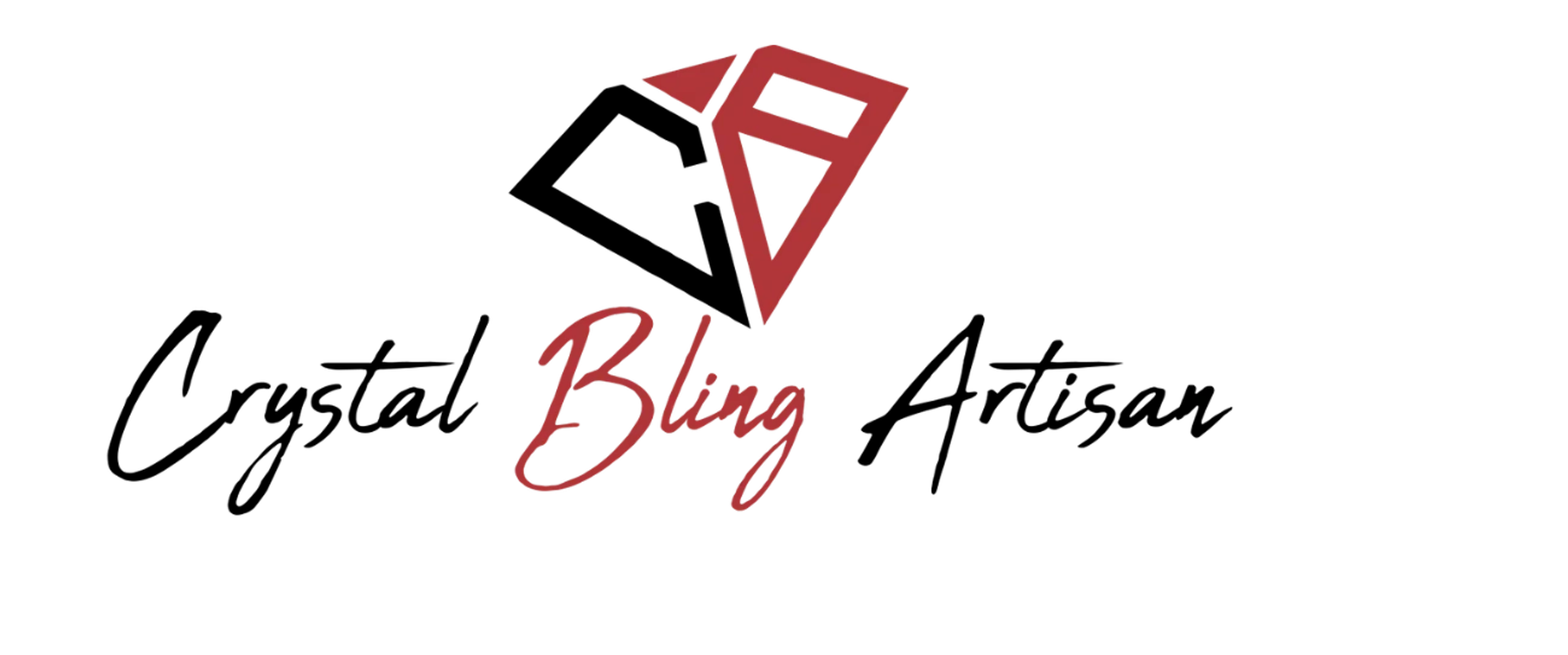 Crystal Bling Artisan logo Black background and red letter for the word Bling.