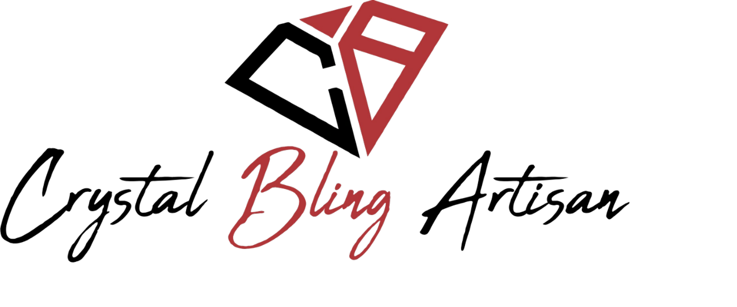 Crystal Bling Artisan logo Black background and red letter for the word Bling.