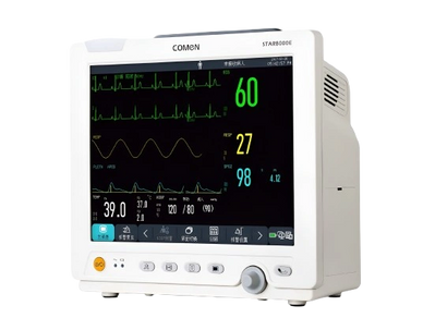 Medical monitor displaying vital signs including heart rate and oxygen levels.