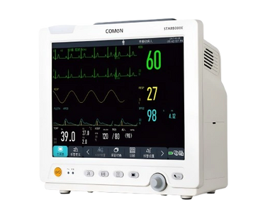 A COMEN STAR8000E patient monitor displaying vital signs including heart rate, respiration, and oxygen saturation.