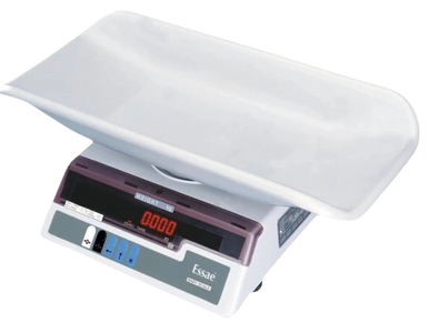 Digital weighing scale with a white tray for measuring items.