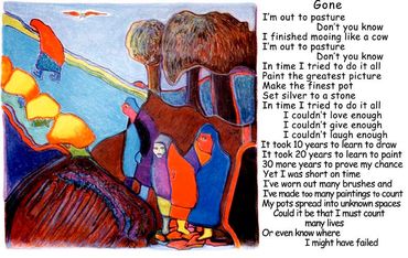 Pastel and poem "Gone " by Inez Running-rabbit.
