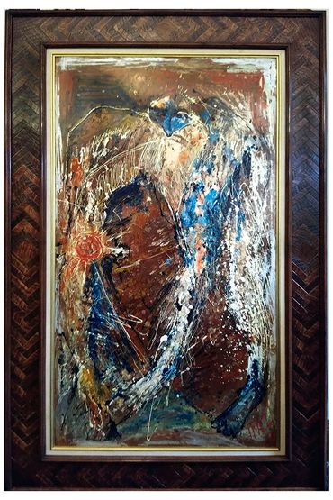 "Keeper of the Sun" by Inez Running-rabbit, framed by Robin Henson