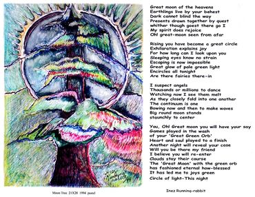 "Moon Tree" painting and poem by Inez Running-rabbit.