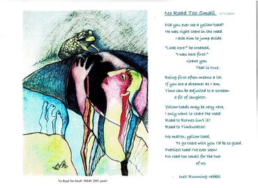 Pastel "No Road Too Small" and Poem by the same name by Inez Running-rabbit.