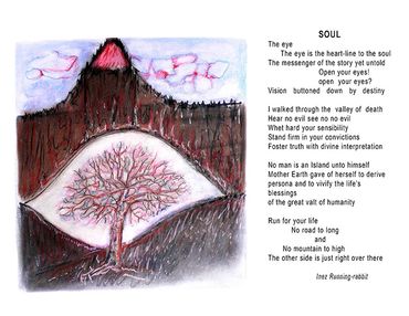 Pastel and poem "Soul" by Inez Running-rabbit.