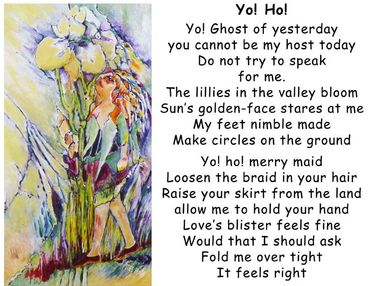 Painting and poem "Yo! Ho!" by Inez Running-rabbit