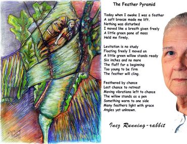 Pastel and poem "The Silver Pyramid" by Inez Running-rabbit