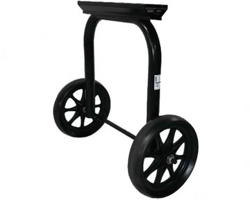 A black two-wheeled utility cart frame without a platform.
