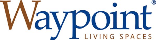 Logo of Waypoint Living Spaces in brown and blue.
