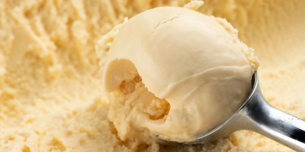 Frozen custard ice cream gelato scoop on fresh batch, handcrafted by Dolce Bacio Gelato