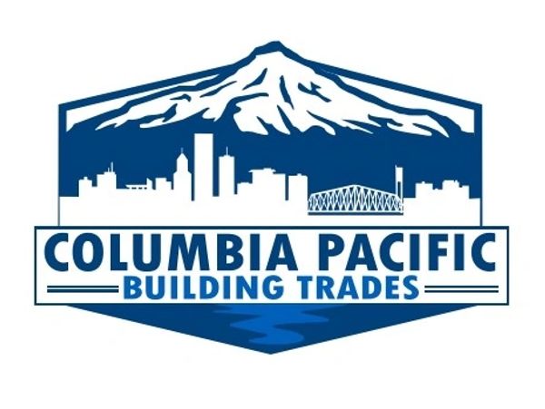 Logo of Columbia Pacific Building Trades featuring a city skyline and mountain.
