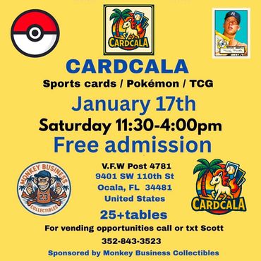 CARDCALA Ocala Pokemon Monkey Business Orlando Space Coast Card Show VFW 