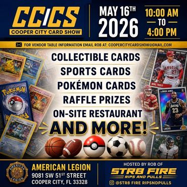 Cooper City Card Show TCG Pokemon Sportscards Miami Miramar Davie Hialeah Sunrise CCCS Pembrooke
