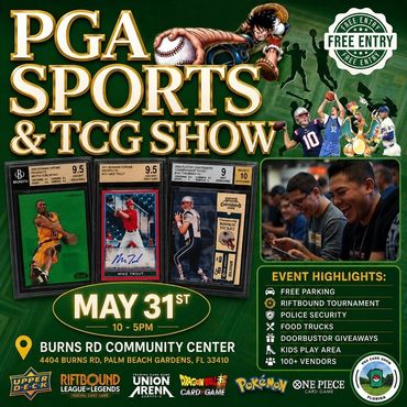 PGA Card Show West Palm Beach Gardens TCG Pokémon RiftBound One Piece Union Arena Charizard Pikachu