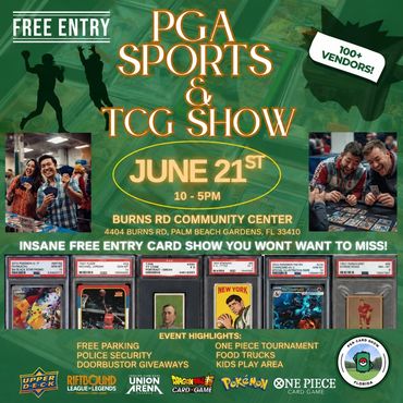 PGA Card Show West Palm Beach Gardens TCG Pokémon RiftBound One Piece Union Arena Charizard Pikachu