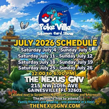 Gainesville Pokeville Tallahassee Orlando Ocala Lake City Bronson Pokemon TCG card show Pikachu