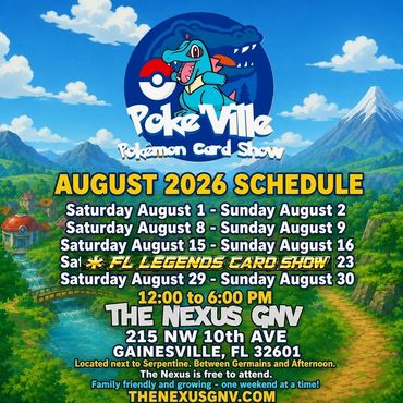 Gainesville Pokeville card show Nexus GNV  TCG trading cards weekly Charizard Pikachu