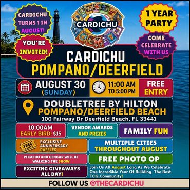 Pompano Beach Deerfield CARDICHU expo card show Pokémon TCG Pikachu Charizard Gengar Eevee 
