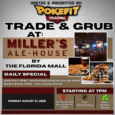 Orlando Trade Night Pokefit Trade & Grub Miller's Ale House Pokémon TCG Pokemon Florida Mall 