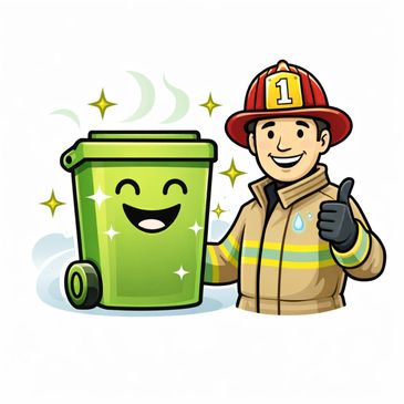 Clean odor-free trash bins after professional cleaning. 